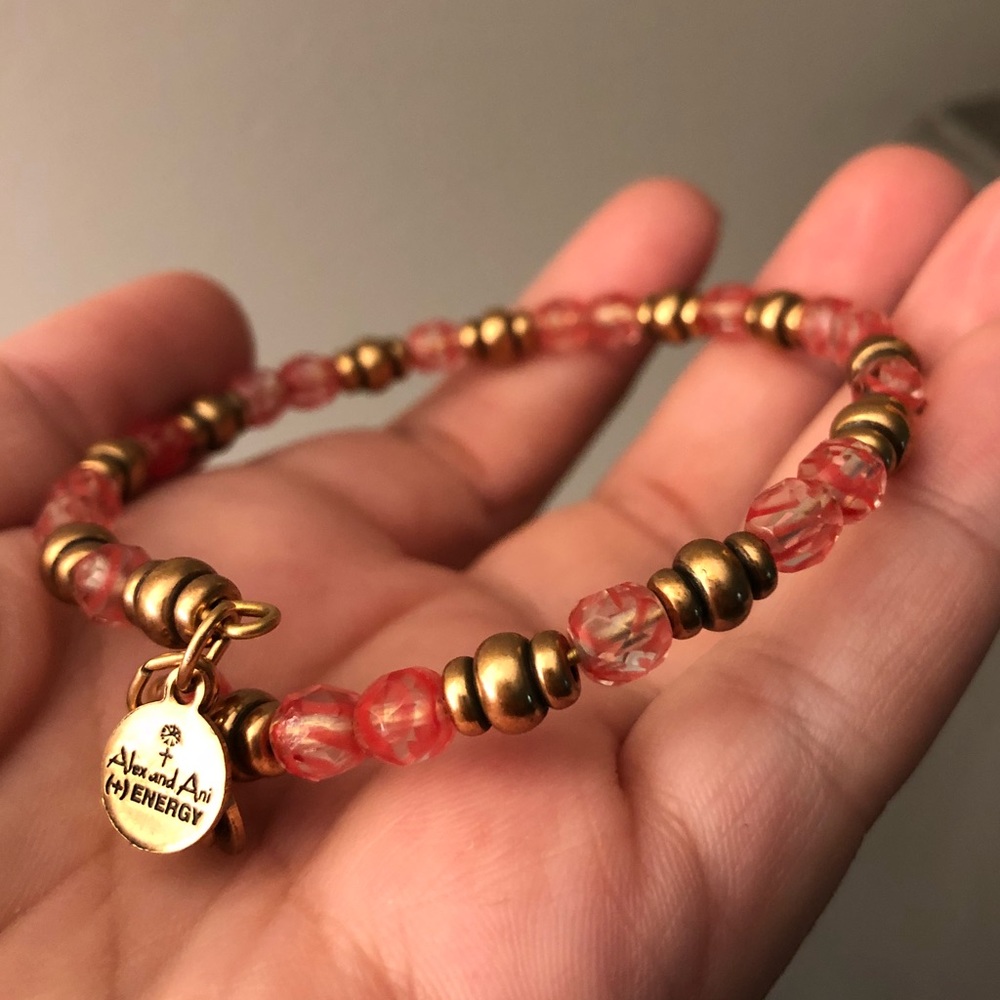 Alex and Ani Coral and Gold Bracelet